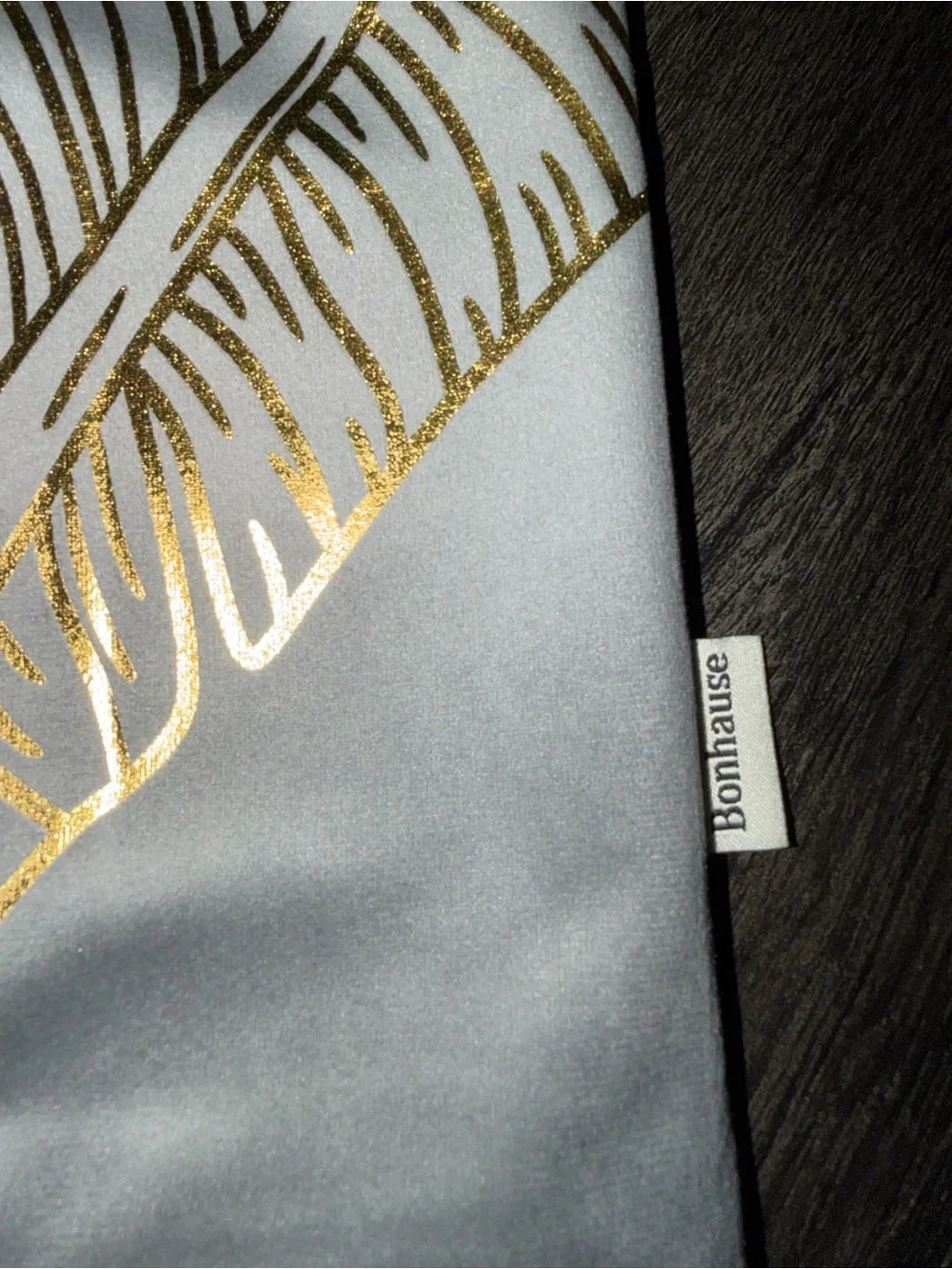 Grey Throw Pillow Covers with Gold Palm Leaf Foil